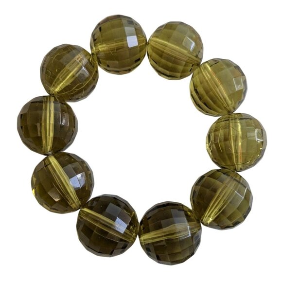 Faceted Green Acrylic Bead Stretch Bracelet Size 6 - Picture 8 of 8